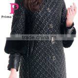 Winter Women Medium Length Embroidered Coat With Detachable Beaver Rabbit Skin Hat Overcoat thumbnail-6