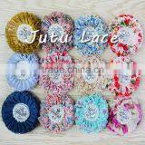 Handmade Fancy Crystal Rhinestone Pearl Center Chiffon Fabric Flower For Wedding Decoration