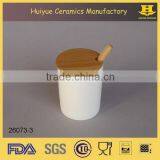 Ceramic Spice Jar, Kitchenware, Salt Cruet With Bamboo Lid and Spoon thumbnail-2