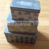 3 Piece Vintage Style Rectangular Bascuit Tin Set