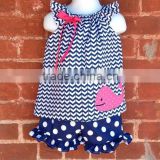 Baby girl boutique outfit children sets girl boutique short ruffle set baby chevron clothing set