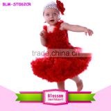 Wholesale girls pettiskirt kid skirt and top Quality dresses red infant baby chiffon tutu skirt children's sets