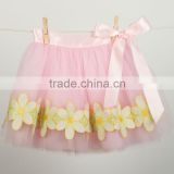 2015 Wholesale Cheap Fluffy Skirt Chiffon Pettiskirts with Lace and Flower tutu Skirt Factory Direct Sell Girls Clothing