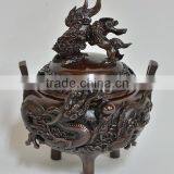 Traditional Dragon Carvings Incense Burner Made by Japanese Craftsmen