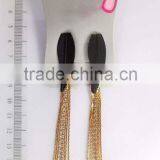 Fancy Black Metal Leaves With Rhinestone Dangle Earring thumbnail-1