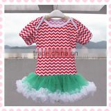 wholesale baby Christmas tutu skirt Bodysuit 2 pieces boutique baby girls red stripe outfits for Christmas