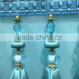 Fringes Wholesalers 100% Rayon Material Acrylic Bead Curtain Tassel Fringe Beaded Fringe With Suede Fabric thumbnail-2