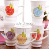 Creative Hot-selling Customized Slim Waist Ceramic Tea Mug With Lid and Spoon thumbnail-2