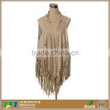 Women Fashion Grey Warm Cover up Tassel Leather Shawl Warp