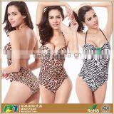 Lady Sexy Leopard Halter Slimming One Piece Bikini Swimwear