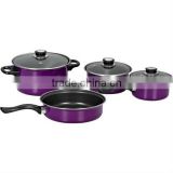 Purple Color Carbon Steel Non-Stick Cookware Set