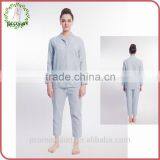 High Quality Blue Silver Stripe Flannel Shirts for Women Blouses