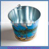 Tin Metal Ice Bucket With Handle