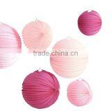 YiWu Whoolesale Pink Accordion PLEATED Paper LANTERNS 2 Sizes PK 6 3 Each of 11-1/2-in & 8-in Pink