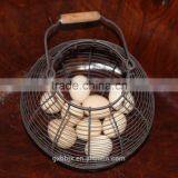 Oval Metal Wire Storage Basket With Wooden Handle thumbnail-5