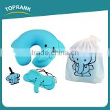 Toprank 4 in1 Lovely Elephant Shape Kid Travel Pillow Set Airline Travel Comfort Kit Eye Mask Neck Pillow Luggage Tag With Pouch