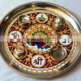 Hand Painted Copper Finish Wooden Temple With 2 Drawers thumbnail-6