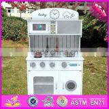 2017 New Design Pretend Play White Wooden Toy Kitchens for Toddlers W10C267 thumbnail-2