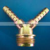 3/8" Y Zinc Coupling Color Plating 3/4" US Thread Stand Inlet Two Hose Barbed Outlets