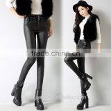 High Waist Faux Leather Fleece Lined Winter Leggings Black pu Coated Pants thumbnail-2