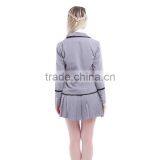 Gray Color Korean School Girls Uniform Pictures With Blazer, Shirt, Skirt and Tie thumbnail-2