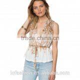 Wholesale Women Clothing Sleeveless V-neck Printed Sexy Top 2017 thumbnail-3