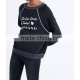 Wholesale Women Apparel Casual Long Sleeves Round Neck Ribbed Trims Jersey Sweatshirt(DQE0261T) thumbnail-5