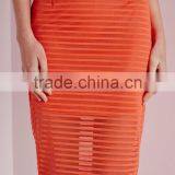 High Quality New Design Lady Stripe Mesh Midi Skirt thumbnail-5