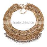 Multilayer Out Chain With Rhinestone Gems Pendant Chunky Choker Necklace thumbnail-2