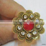 POLKI GOLD TONE COCKTAIL FINGER Ring thumbnail-1