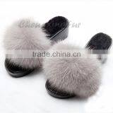 CX-A-70 Cheap Soft Women Wear Genuine Fox Fur Slides thumbnail-3