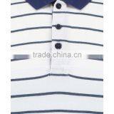 MGOO 100% Cotton Pique White Woven Stripe Polo Blue Tie Dye Color Short Sleeves Custom Polo thumbnail-3