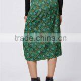New Arrival Customized 95% Rayon 5% Spandex Floral Split Front Midi Skirts Green Split Floral Skirts thumbnail-5