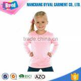 100% Cotton Pink t Shirts 120gsm Wholesale Toddlers Crew Neck Long Sleeve Tshirt Kids Clothing OEM thumbnail-1