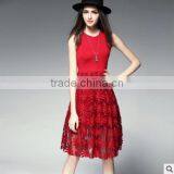 F20051A Round Neck Sleeveless Dress Embroidered Gauze Women Dress thumbnail-3