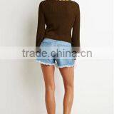 Fashionable Design Acrylic Long Flare Sleeve Wide o Neck Women Pullover Sweaters thumbnail-6