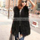 2015 New Long Style Girls V Neck Fire Chicken Feather Vest and Turkey Feathers Gilet thumbnail-1