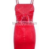 Backless Velvet Fabric Sexy Honeymoon Dresses Bow Bodycon 2017 Dresses Women Lady thumbnail-6