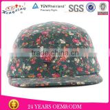 Rose floral fabric blank 5 panel caps custom your own logo