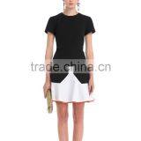 Ladies Contrast Color Combined Career Formal Dress thumbnail-1