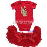 Newborn Red Pettiskirt Plus Year of Horse Red Short Sleeves Onesie NB-6M thumbnail-1