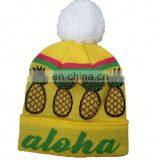 Custom Made Your Own Logo Embroidery Knit Beanie With Pom Pom thumbnail-4