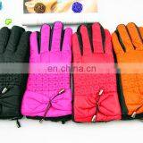 Fashion Cheap Bowknot Pendant Female Cute Winter Warm Cashmere Leather Driving Gloves