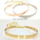 Women Gold/Silver Full Metallic Bling Mirror Plate Waist Metal Chain Belt