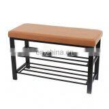 Customized Modern PVC Leather Metal Shoe Rack for Living Room at Doorway Entrance Shoe Bench thumbnail-3