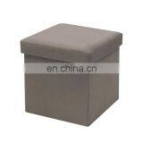 Reatai Blue Tufted Velvet Storage Folding Dine Indoor Stool Ottoman Chair thumbnail-2