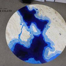 Factory High Quality Natural Travertine Blue Stone Table Top thumbnail-5
