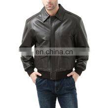 wholesale price new design motorcycle woodland man genuine leather flight bomber jacket