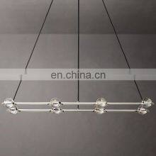 Luxurious Classic Modern Frosted Glass Ball Metal Industrial Rectangular Chandelier Home Hotel Light Luxury Interior Lighting thumbnail-4