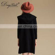 High Quality 100% Cashmere Knitted Coat Long Hooded Cardigan With Casual Style Solid Pattern for Winter Season thumbnail-6